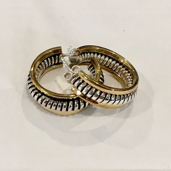 SILPADA Two Tone Hoop Earrings P0382 NWT - Picture 9 of 11